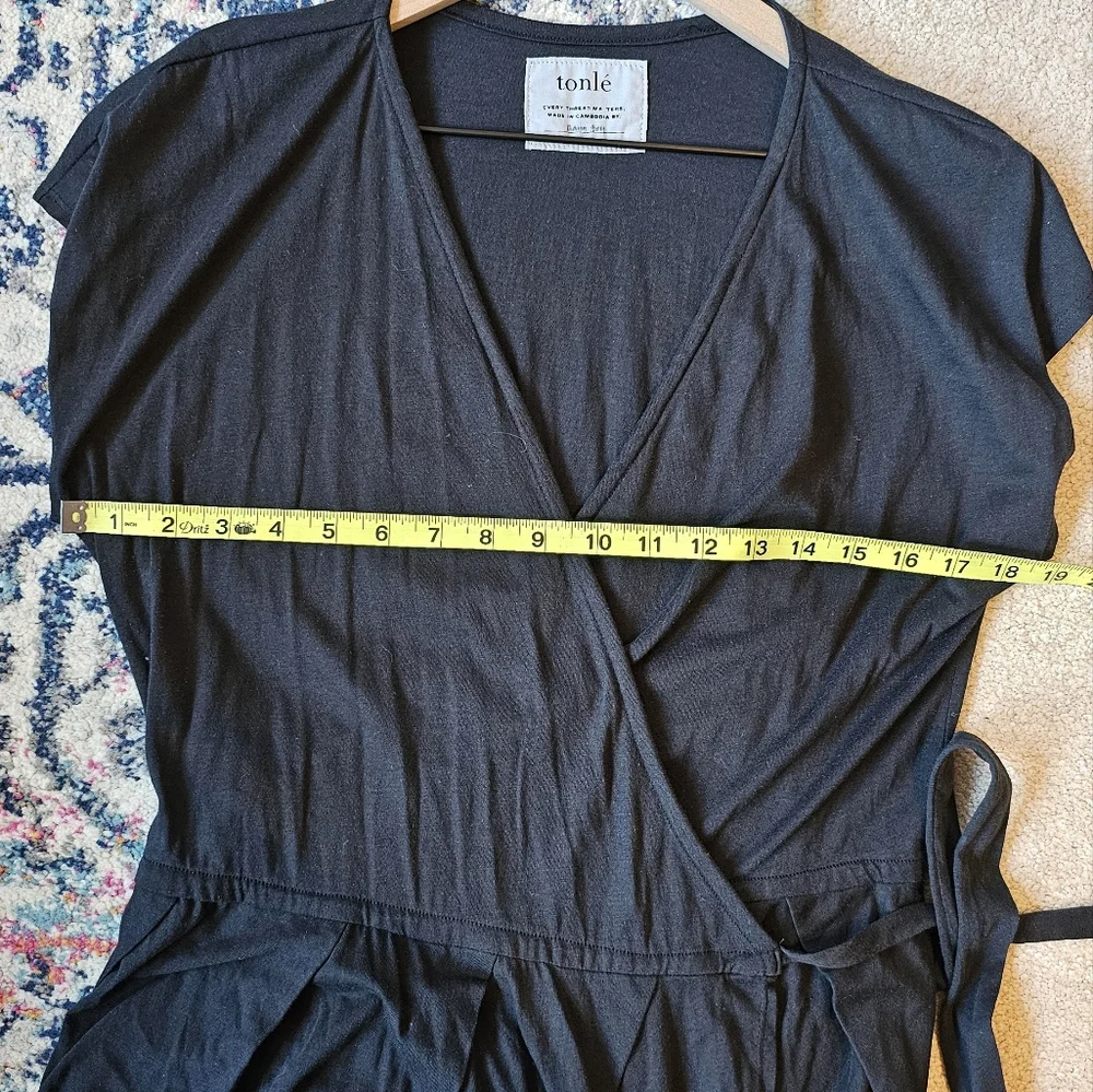 Tonle Lotus Black Wrap Dress Skze Large - Picture 5 of 6